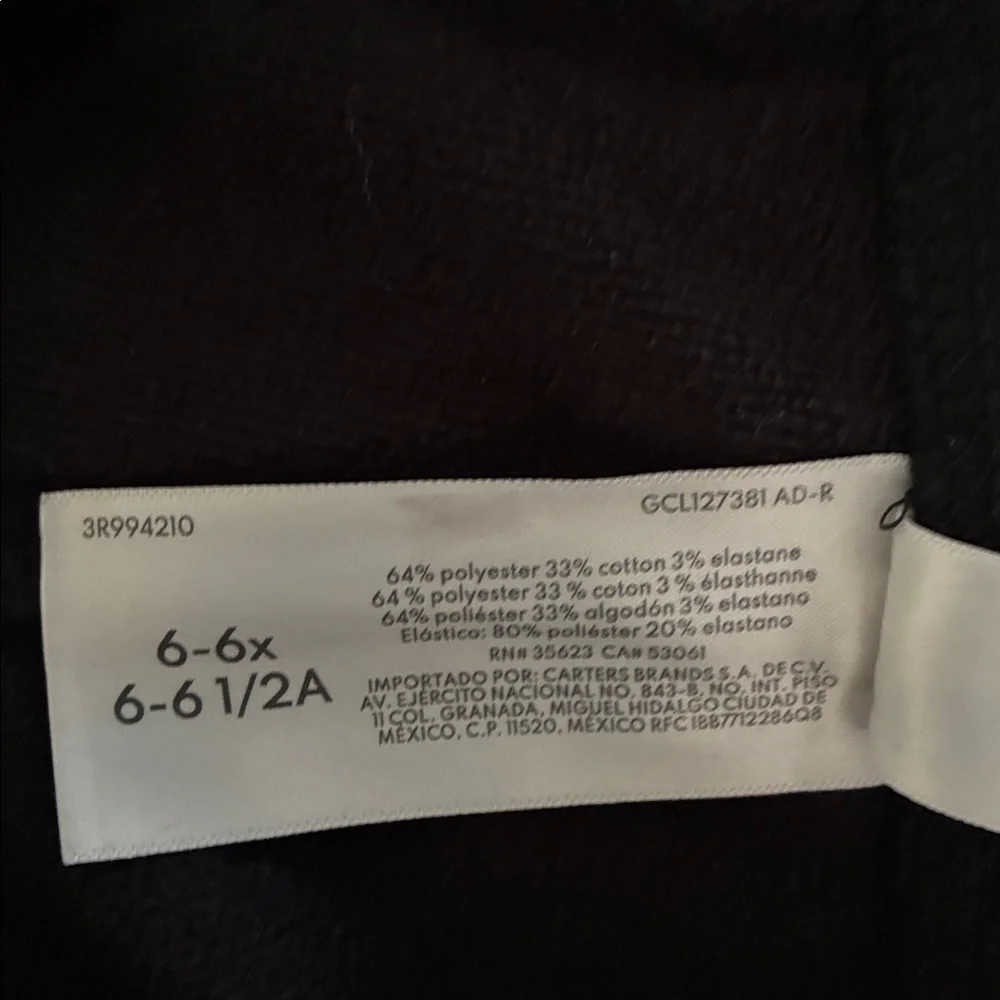 Carter's Black Fleece Leggings Set Sz 6/6X